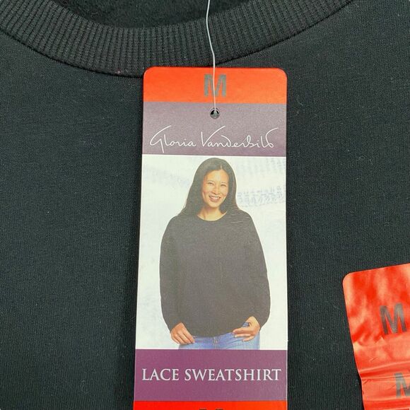 Gloria Vanderbilt Lace Crewneck Sweater Black Midweight Soft - M‎ - Picture 5 of 7